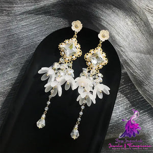 Large Flower Tassel Earrings