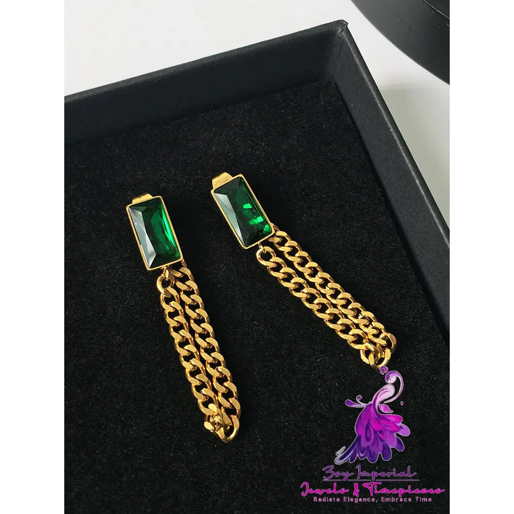 Vintage Green Crystal Earrings