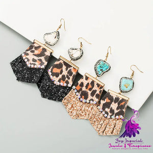 Leopard-print Leather Earrings