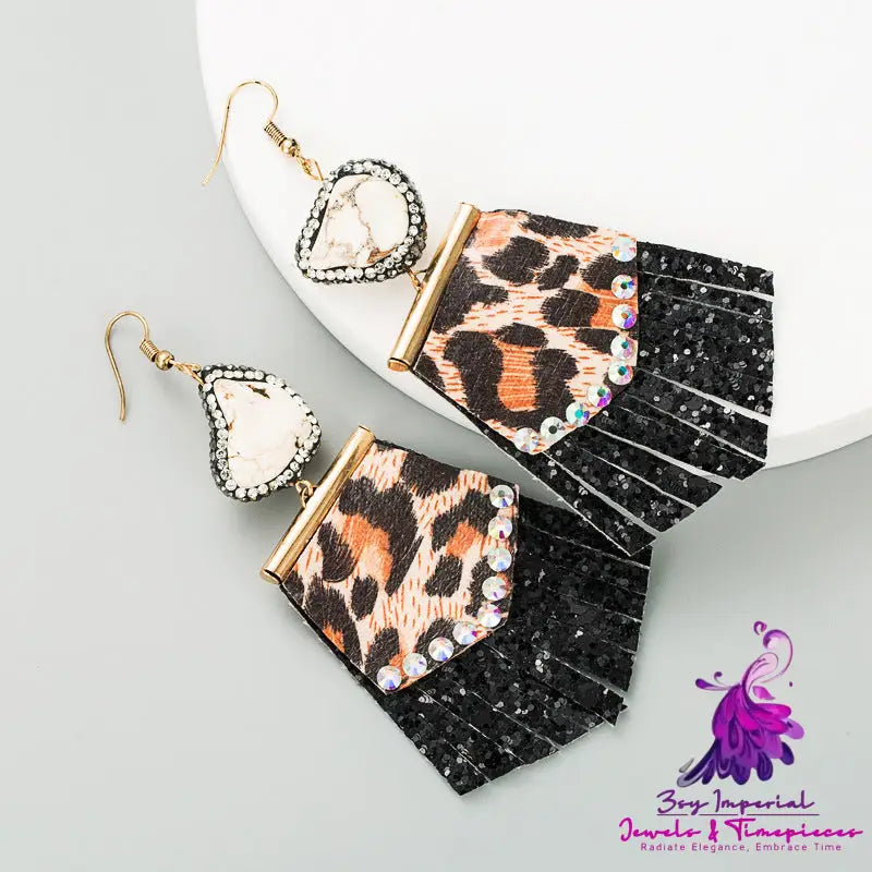 Leopard-print Leather Earrings