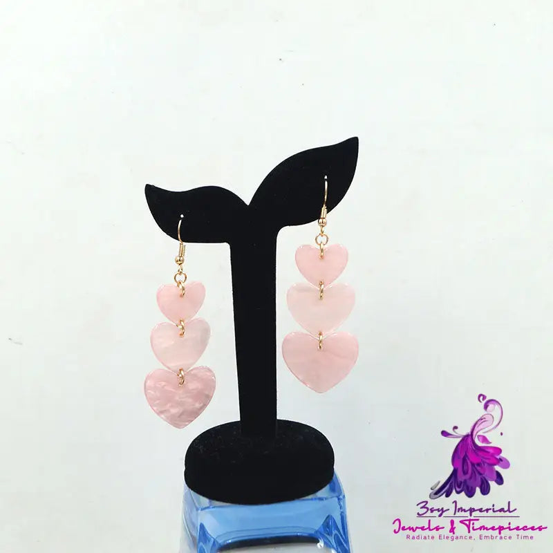 Long Peach Resin Earrings