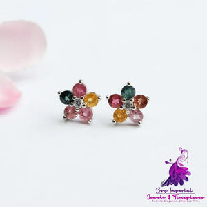 Simple Natural Tourmaline Earrings for Women