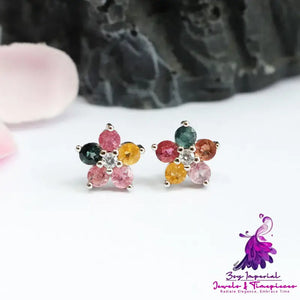 Simple Natural Tourmaline Earrings for Women