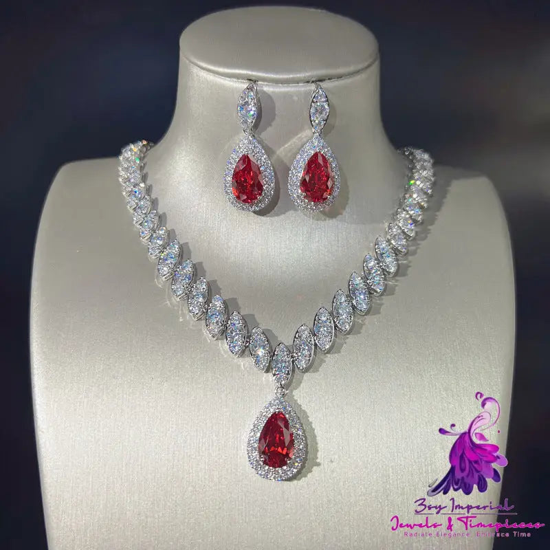 Zircon Necklace and Earring Set