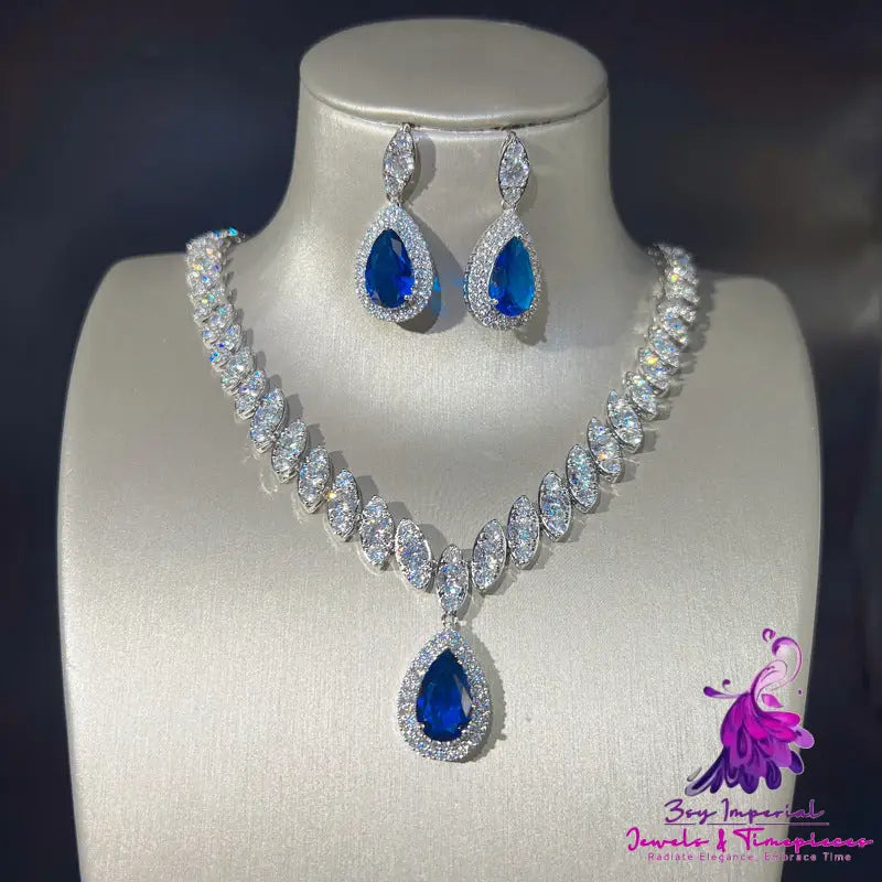 Zircon Necklace and Earring Set