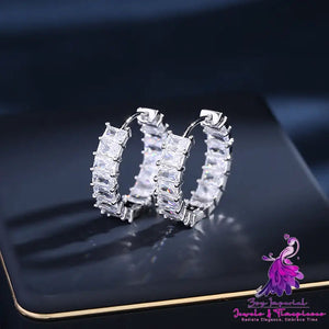 Women’s Fashion Rectangular Zirconia Inner And Outer Setting