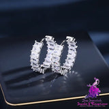 Women’s Fashion Rectangular Zirconia Inner And Outer Setting