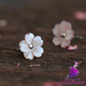 Women’s 925 Sterling Silver Shell Small Flower Earrings