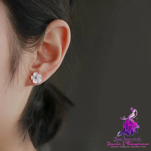 Women’s 925 Sterling Silver Shell Small Flower Earrings