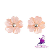 Women’s 925 Sterling Silver Shell Small Flower Earrings