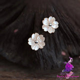 Women’s 925 Sterling Silver Shell Small Flower Earrings