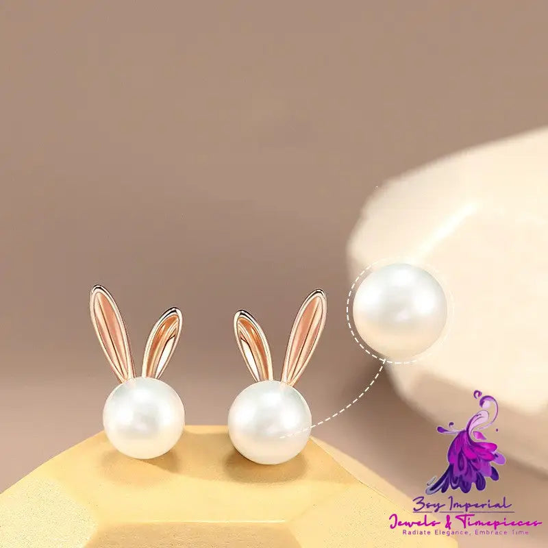 Ferris Wheel S925 Silver Rabbit Pearl Stud Earrings