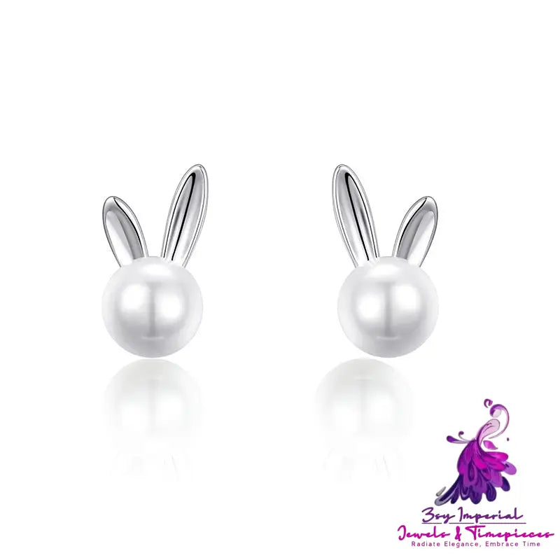 Ferris Wheel S925 Silver Rabbit Pearl Stud Earrings