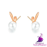 Ferris Wheel S925 Silver Rabbit Pearl Stud Earrings