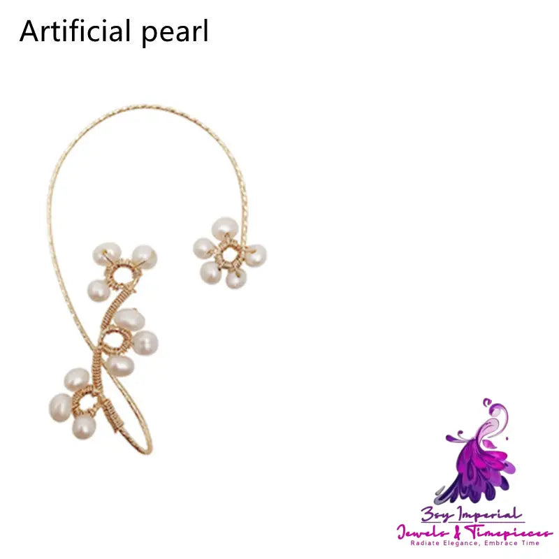 Hand-woven Flower Pearl Earrings