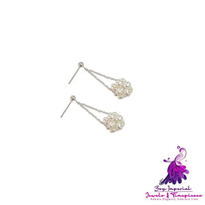 Handmade Woven Flower Ball Earrings