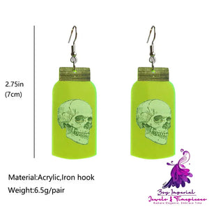 Fluorescent Acrylic Spider Skull Earrings