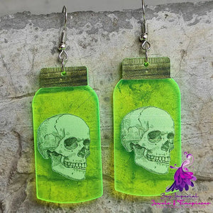 Fluorescent Acrylic Spider Skull Earrings