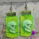 Fluorescent Acrylic Spider Skull Earrings