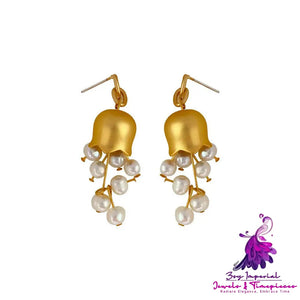 Matte Bell Orchid Pearl Earrings