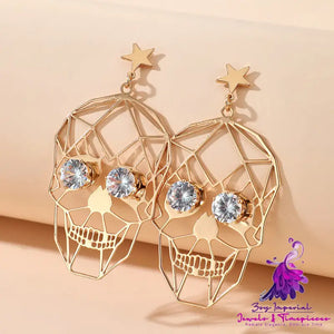 Golden Skull Face Earrings