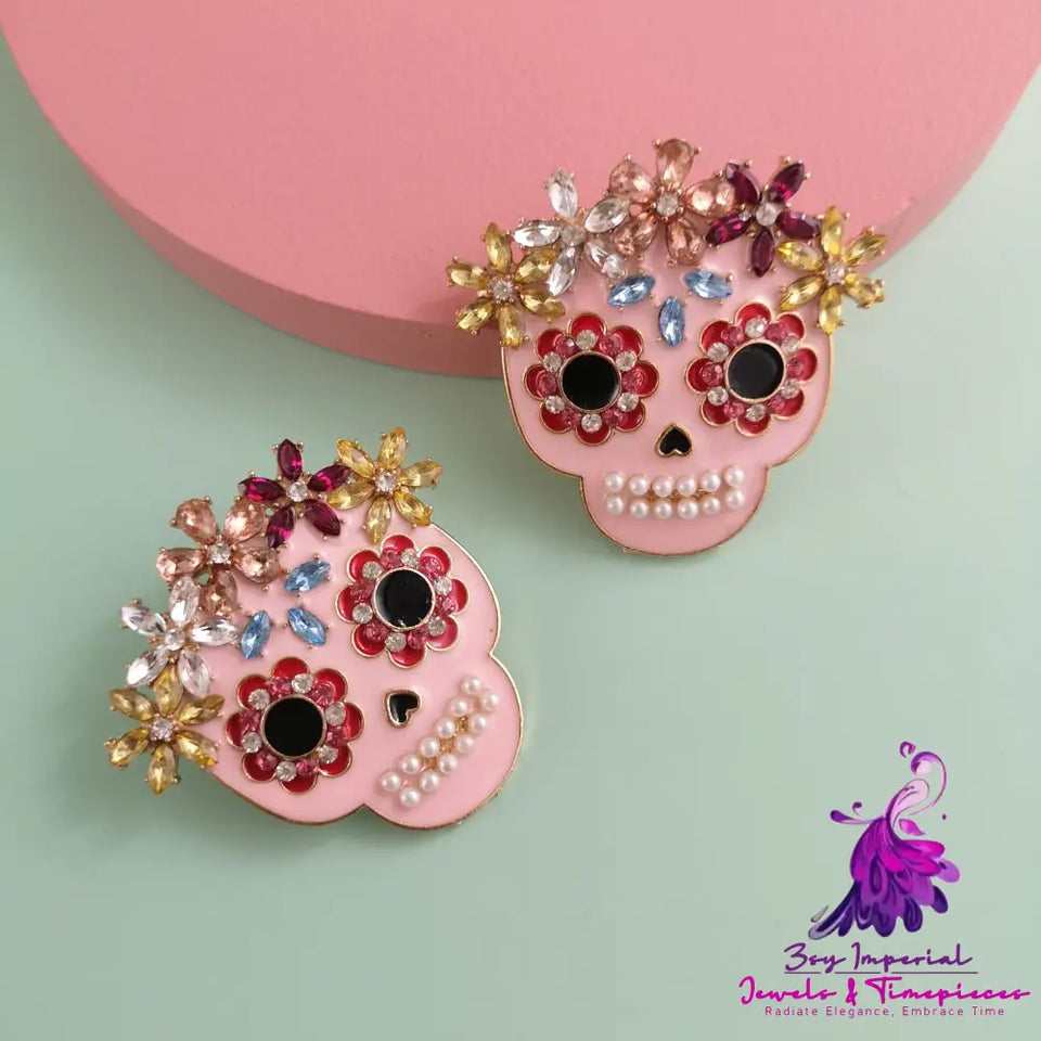 Rhinestone Funny Halloween Earrings