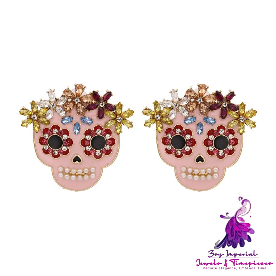 Rhinestone Funny Halloween Earrings