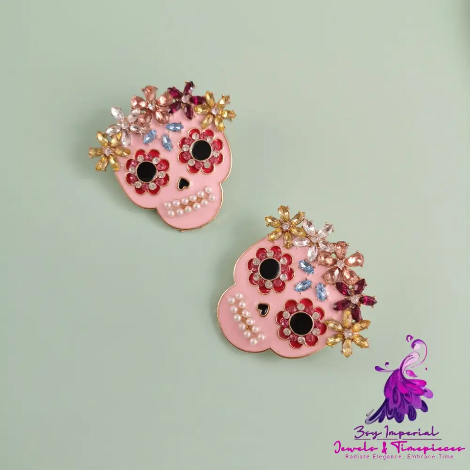 Rhinestone Funny Halloween Earrings