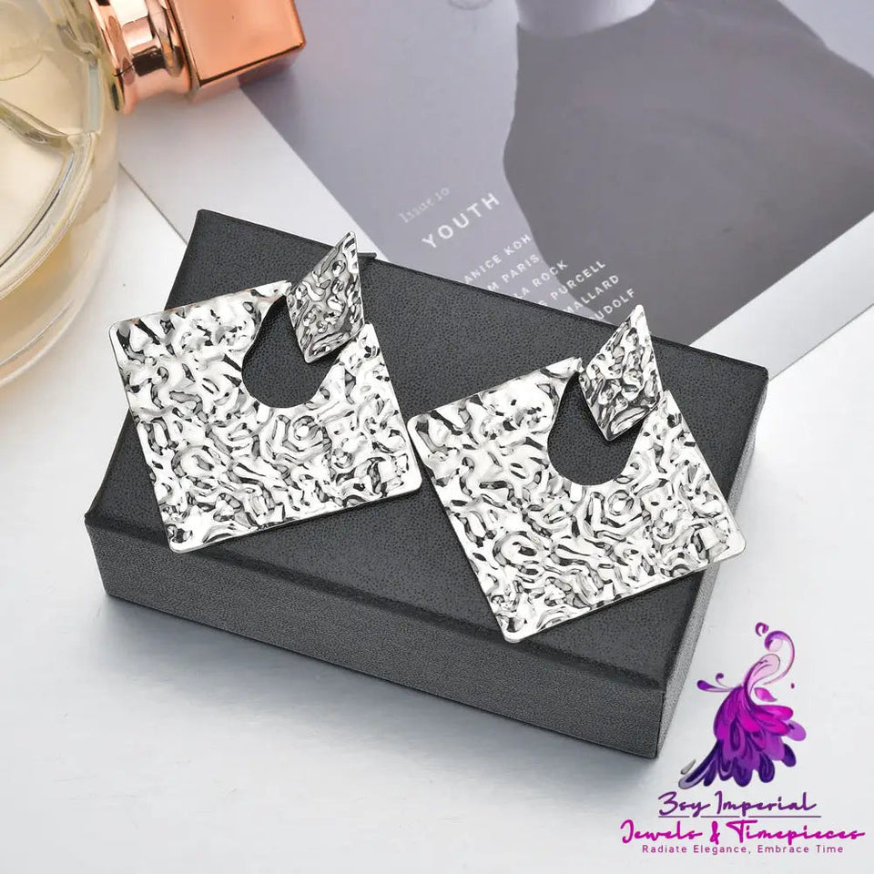 Personality Geometry Rhombus Irregular Alloy All-match Ear