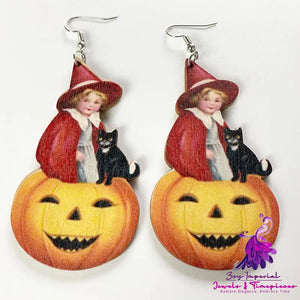 Horror Ghost Wood Earrings