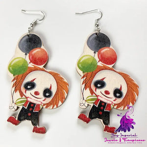 Horror Ghost Wood Earrings