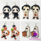 Horror Ghost Wood Earrings