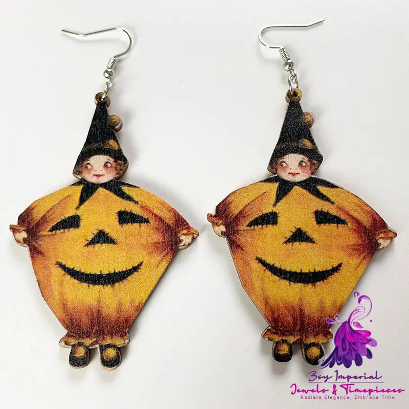 Horror Ghost Wood Earrings