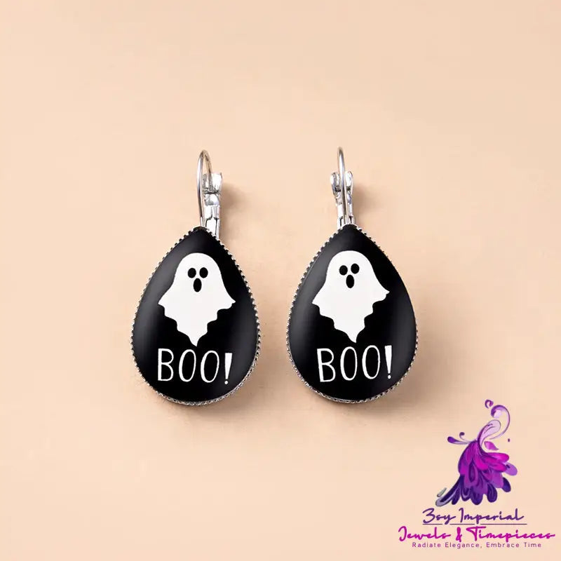 Punk Halloween Ghosts BOO Teardrop Water Drop Glass Pendant