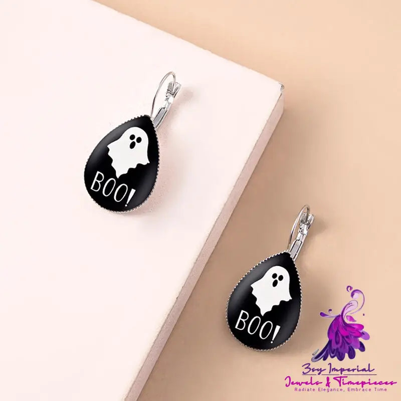 Punk Halloween Ghosts BOO Teardrop Water Drop Glass Pendant