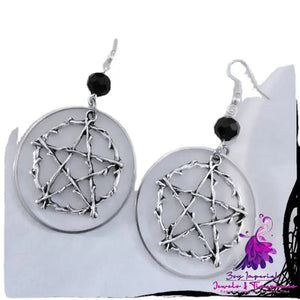 R Gothic Pagan Jewelry Halloween Gift Earrings Silver Circle