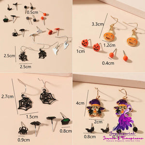 Spider Web Skull Earrings Halloween Gothic