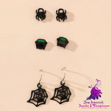 Spider Web Skull Earrings Halloween Gothic