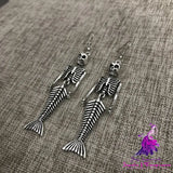 Mermaid Skull Skeleton Earrings