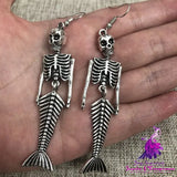 Mermaid Skull Skeleton Earrings