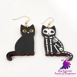 Personalized Black Cat Wood Stud Earrings