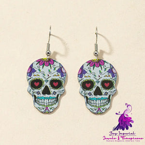 Printed Skull Female Personality Earrings