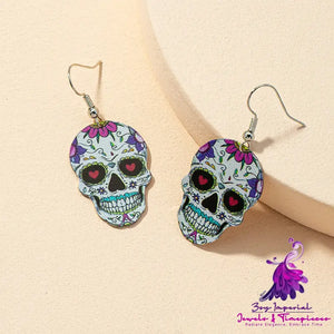 Printed Skull Female Personality Earrings