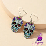 Printed Skull Female Personality Earrings