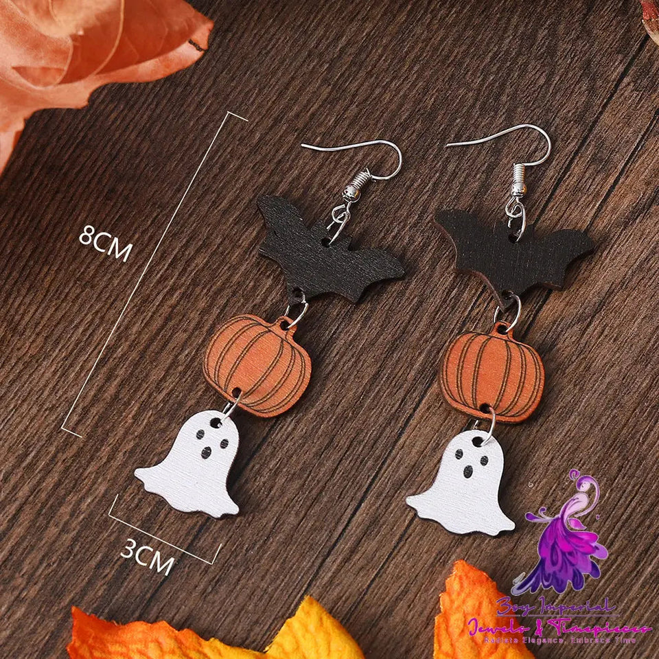 Women’s Halloween Spooky Pumpkin Bat Earrings