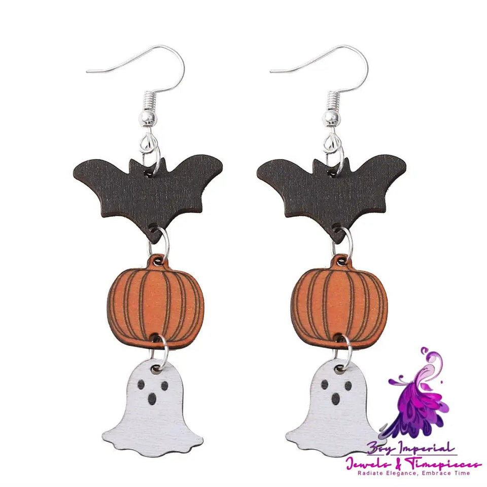 Women’s Halloween Spooky Pumpkin Bat Earrings