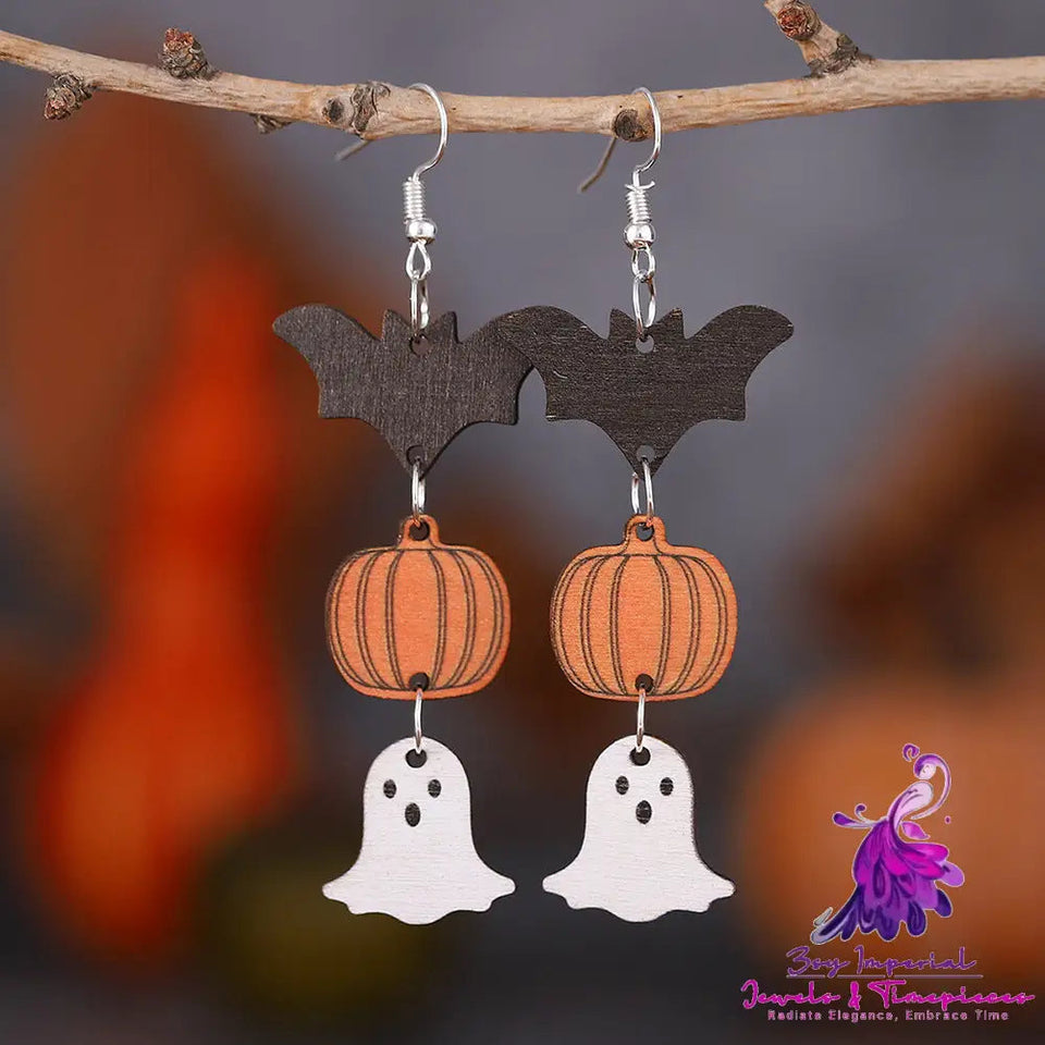 Women’s Halloween Spooky Pumpkin Bat Earrings