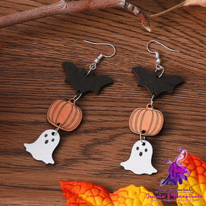 Women’s Halloween Spooky Pumpkin Bat Earrings