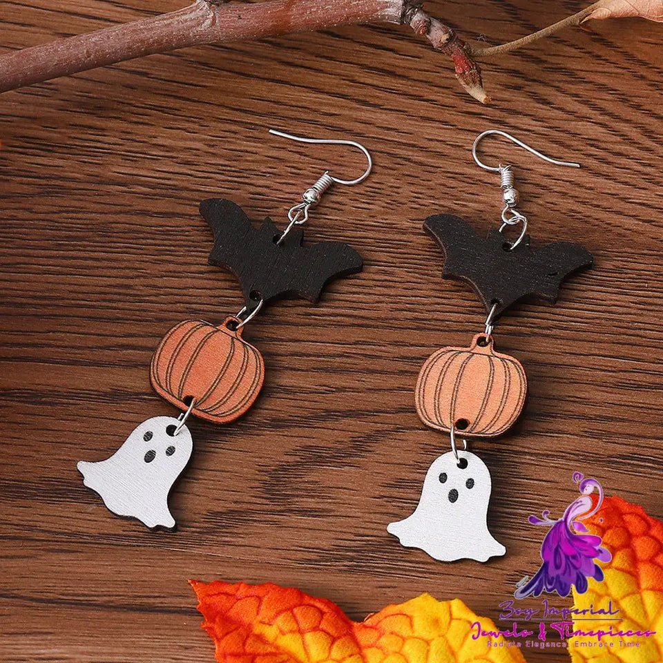 Women’s Halloween Spooky Pumpkin Bat Earrings