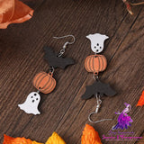 Women’s Halloween Spooky Pumpkin Bat Earrings